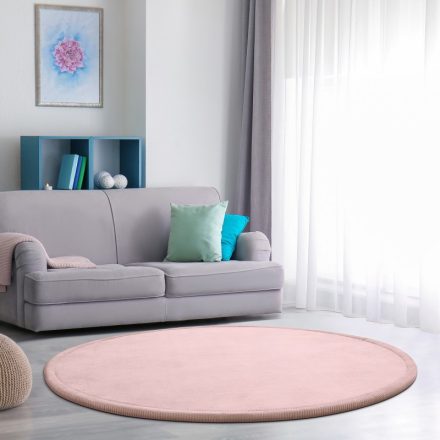 Puha babaszőnyeg gyerekszőnyeg egyszínű csúszásmentes szőnyeg - rózsaszín 80 cm kerek