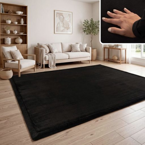 egyszinu fekete babaszonyeg puha es csuszasmentes 160x220 cm