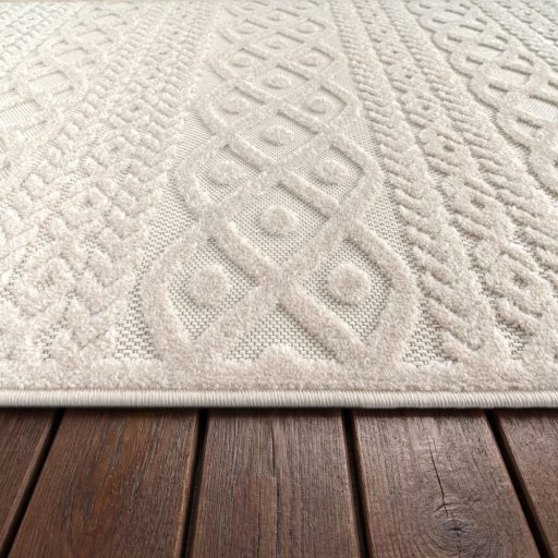 Modern szonyeg nappaliba - skandinav stilusu, 3D, fonott mintaval, krem, 80x150 cm