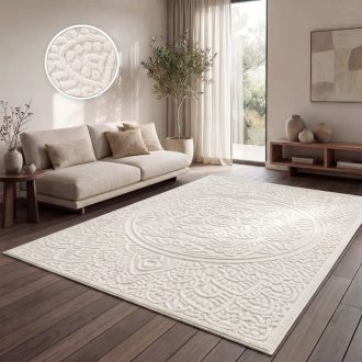 Mandala mintas skandinav 3D modern nappali szonyeg, krem 120x170 cm