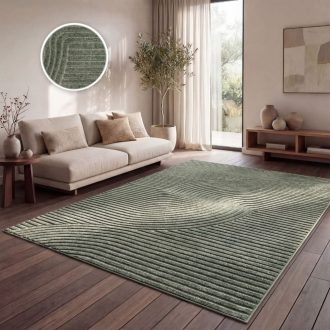 Hullam mintas skandinav 3D modern nappali szonyeg, zold 120x170 cm