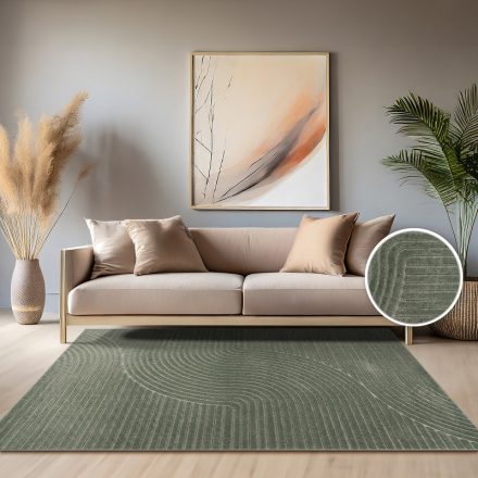 Skandináv 3D modern szőnyeg nappaliba teraszra hullám mintás - zöld 160x230 cm