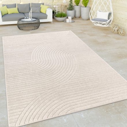 Skandináv 3D modern szőnyeg nappaliba teraszra hullám mintás - krém szőnyeg 120x170 cm