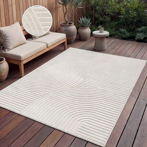 Hullam mintas skandinav 3D modern nappali szonyeg, krem 60x100 cm