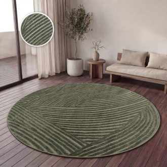 Kerek modern szonyeg - skandinav stilusu, 3D hatasu, absztrakt, zold, 160 cm kor