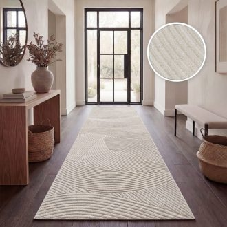   Modern szőnyeg - skandináv stílusú, 3D hatású, absztrakt, krém, 80x250 cm