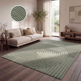 Modern szonyeg nappaliba - skandinav stilusu, 3D hatasu, geometria, zold, 60x100 cm