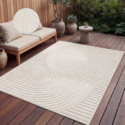 Modern szonyeg nappaliba - skandinav stilusu, 3D hatasu, geometria, krem, 80x150 cm