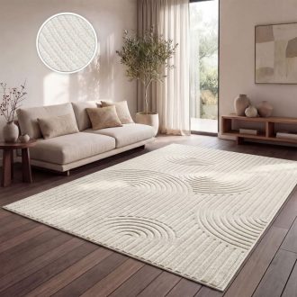 Modern szonyeg nappaliba - 3D, skandinav stilusu, geometria, kremszinu, 120x170 cm