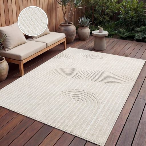 Modern szonyeg nappaliba - 3D, skandinav stilusu, geometria, kremszinu, 160x230 cm