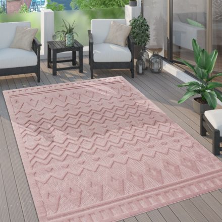 Skandináv 3D modern szőnyeg nappaliba teraszra rombusz mintás - pink 240x340 cm