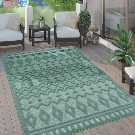 Skandináv 3D modern szőnyeg nappaliba teraszra rombusz mintás türkiz 160 cm kör alakú