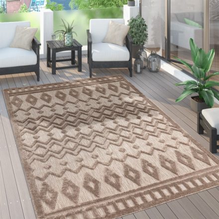 Skandináv 3D modern szőnyeg nappaliba teraszra rombusz mintás - bézs 160x220 cm
