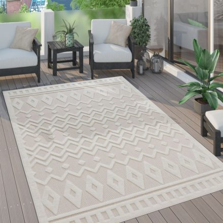 Skandináv 3D modern szőnyeg nappaliba teraszra rombusz mintás - krém 200x280 cm