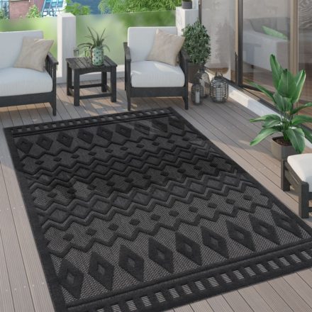 Skandináv 3D modern szőnyeg nappaliba teraszra rombusz mintás antracit 200x280 cm