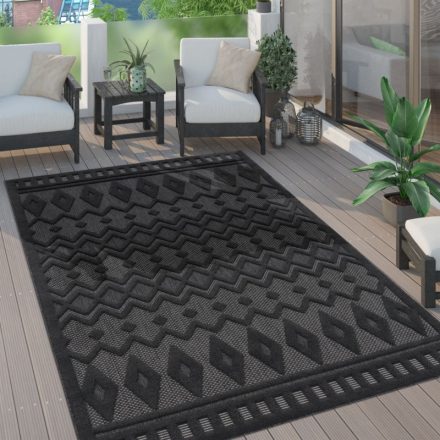 Skandináv 3D modern szőnyeg nappaliba teraszra rombusz mintás antracit 60x100 cm