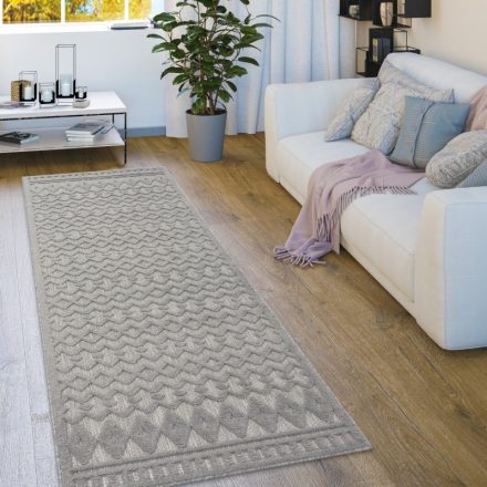 Skandináv 3D modern szőnyeg nappaliba teraszra rombusz mintás - szürke 80x250 cm