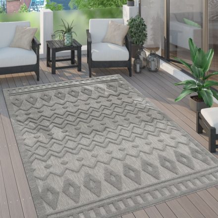 Skandináv 3D modern szőnyeg nappaliba teraszra rombusz mintás - szürke 120 cm kör alakú