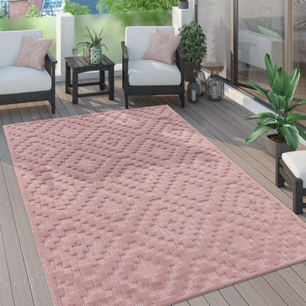 Skandináv 3D modern szőnyeg nappaliba teraszra geometria mintás - pink 240x340 cm