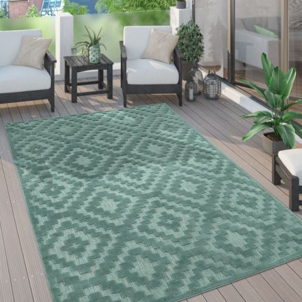 Skandináv 3D modern szőnyeg nappaliba teraszra geometria mintás - türkiz 200x280 cm