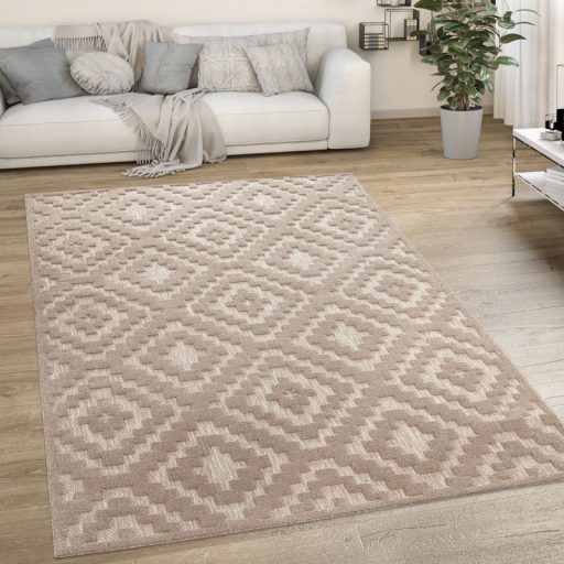 Skandinav 3D modern szonyeg nappaliba bezs 120 cm kerek