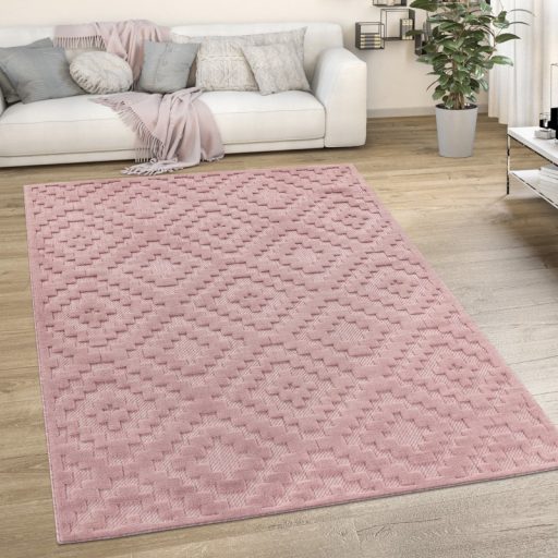 Skandinav 3D modern szonyeg nappaliba rozsaszin 120 cm kerek