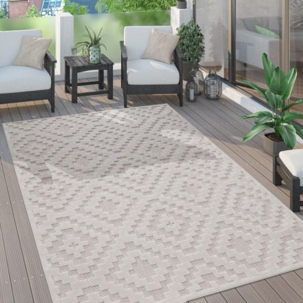 Skandináv 3D modern szőnyeg nappaliba teraszra geometria mintás krém 60x100 cm