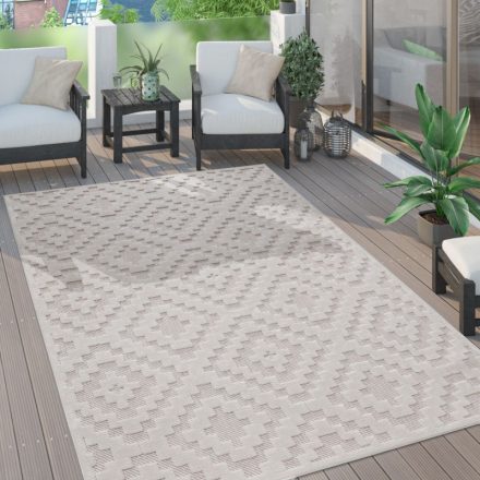 Skandináv 3D modern szőnyeg nappaliba teraszra geometria mintás - krém szőnyeg 80x250 cm