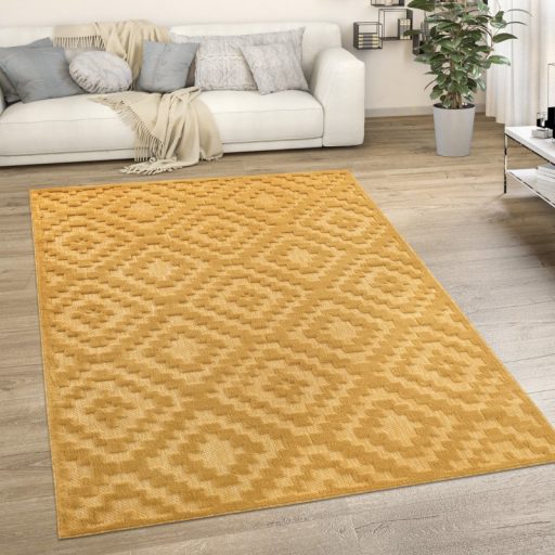 Skandinav 3D modern szonyeg nappaliba sarga 200 cm kerek