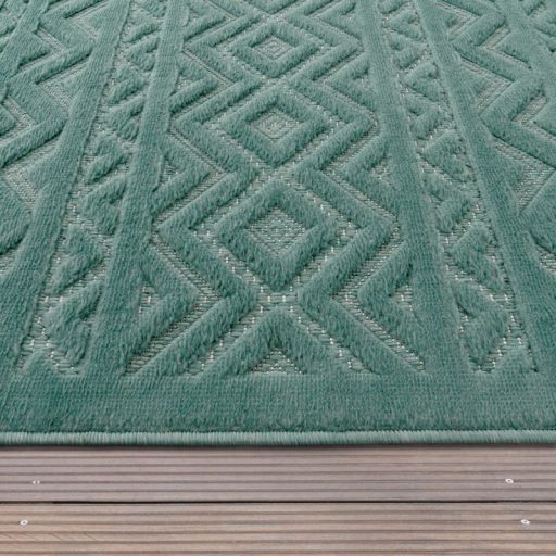 Kerek modern szonyeg nappaliba - skandinav, 3D, turkiz, 120 cm kor, Lotti