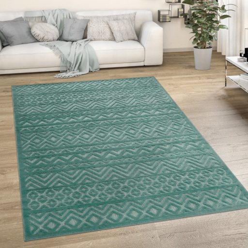 Kerek modern szonyeg nappaliba - skandinav, 3D, turkiz, 200 cm kor, Lotti