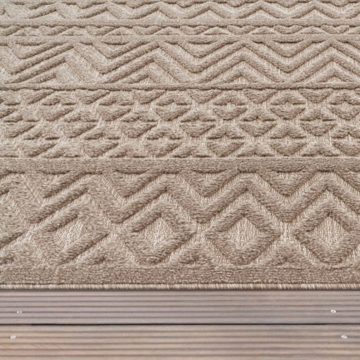 Kerek modern szonyeg nappaliba - skandinav, 3D, bezs, 120 cm kor, Lotti