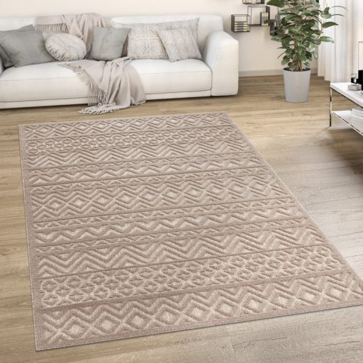 Kerek modern szonyeg nappaliba - skandinav, 3D, bezs, 200 cm kor, Lotti