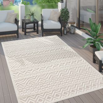 Skandinav nappali szonyeg, 3D geometria mintaval krem 60x100 cm