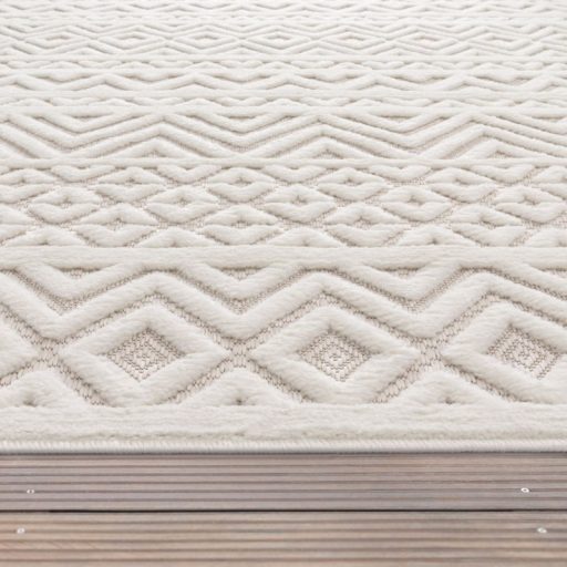 Kerek modern szonyeg nappaliba - skandinav, 3D, krem, 160 cm kor, Lotti