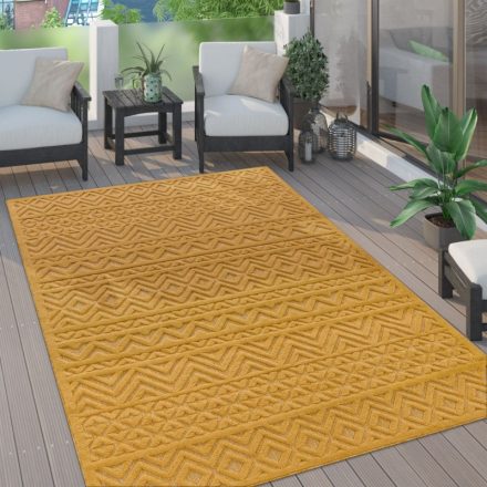 Skandináv stílusú modern szőnyeg nappaliba teraszra mintás mustársárga 120 cm kör alakú