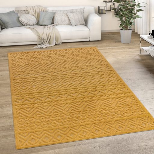 Kerek modern szonyeg nappaliba - skandinav, 3D, sarga, 120 cm kor, Lotti