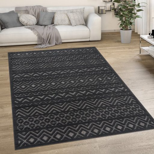 Kerek modern szonyeg nappaliba - skandinav, 3D, antracit, 160 cm kor, Lotti