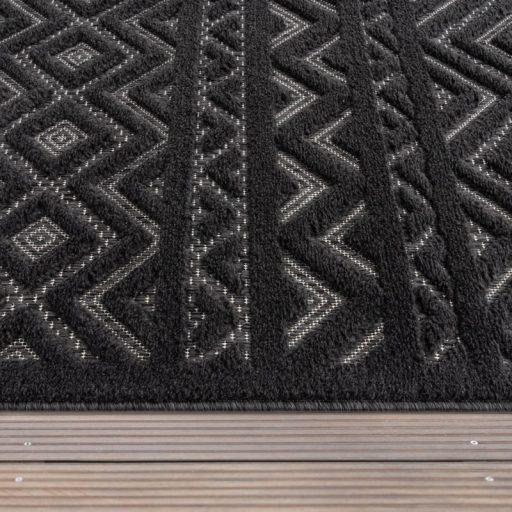 Kerek modern szonyeg nappaliba - skandinav, 3D, antracit, 160 cm kor, Lotti