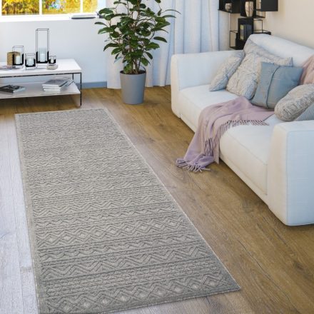 Skandináv stílusú modern szőnyeg nappaliba teraszra mintás - szürke 80x250 cm