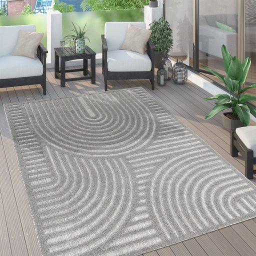 3D hatasu szurke kulteri szonyeg 120 cm kerek