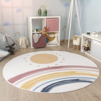 Kerek moshato gyerekszoba szonyeg, feher 100 cm kerek