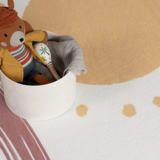 Kerek moshato gyerek szonyeg, feher 120 cm kor