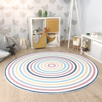 Kerek moshato gyerekszoba szonyeg, csikos 100 cm kerek