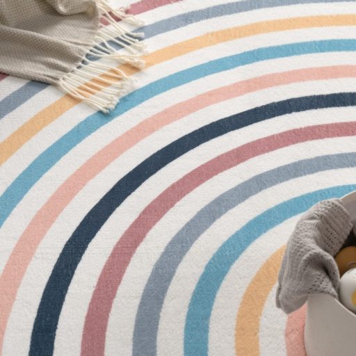 Kerek moshato gyerekszoba szonyeg, csikos 100 cm kerek