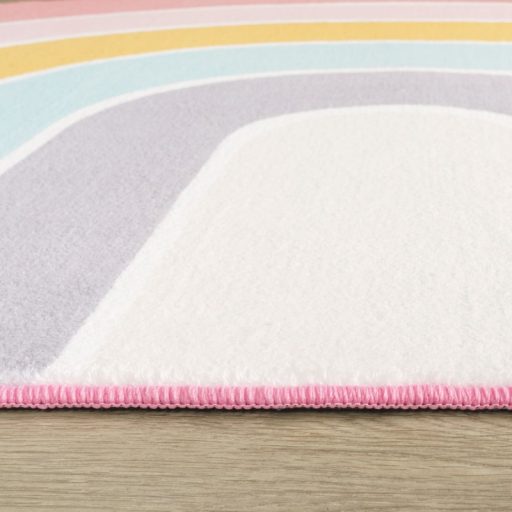 Kerek moshato gyerekszoba szonyeg, rozsaszin szivarvany 120x160 cm