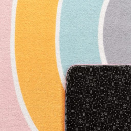 Kerek moshato gyerekszoba szonyeg, rozsaszin szivarvany 120x160 cm