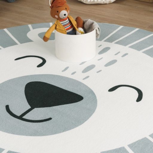 szurke gyerekszoba szonyeg maci motivummal 160 cm kerek