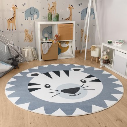Gyerekszőnyeg babaszőnyeg oroszlán - szürke 120 cm kerek