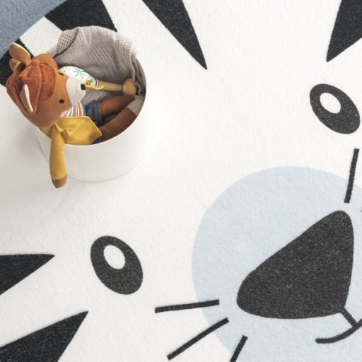 szurke gyerekszoba szonyeg oroszlan motivummal 160 cm kerek